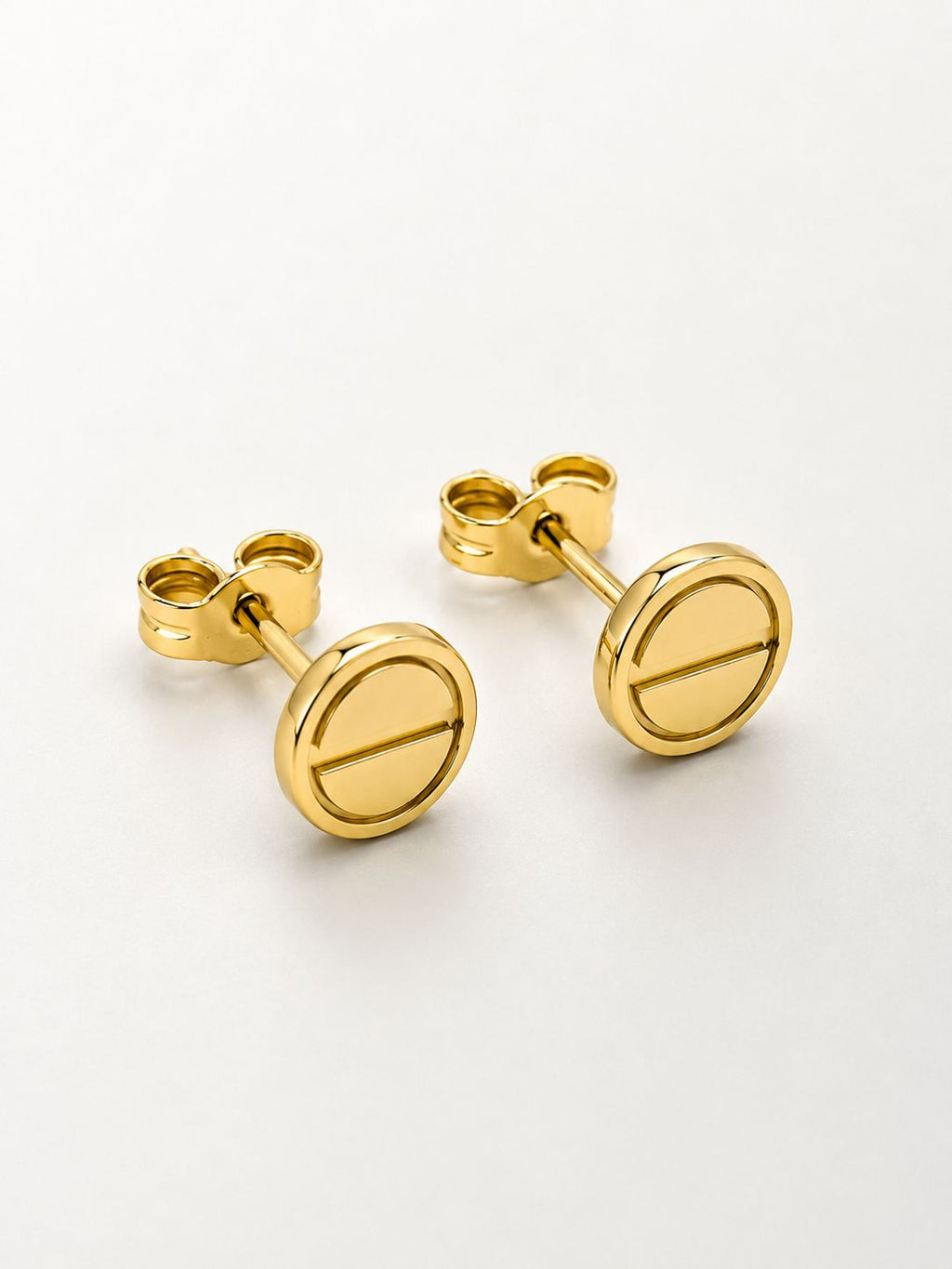 18k gold small studs , love inspired, 1g