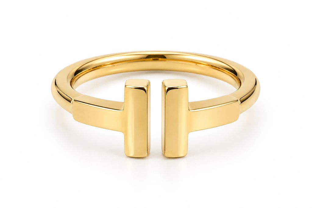 18k gold T ring, size 7, 2.68g