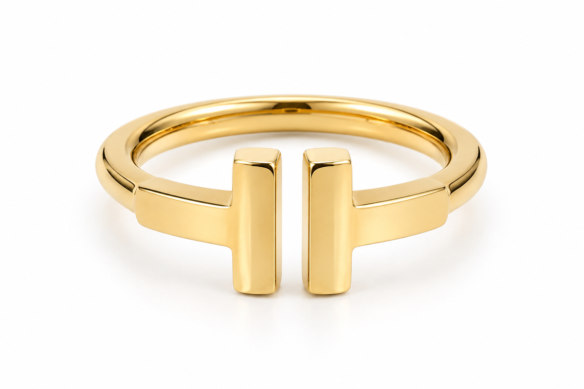 18k gold T ring, size 7, 2.68g