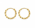 18k gold textured Huggies, 12mm, 1.33g