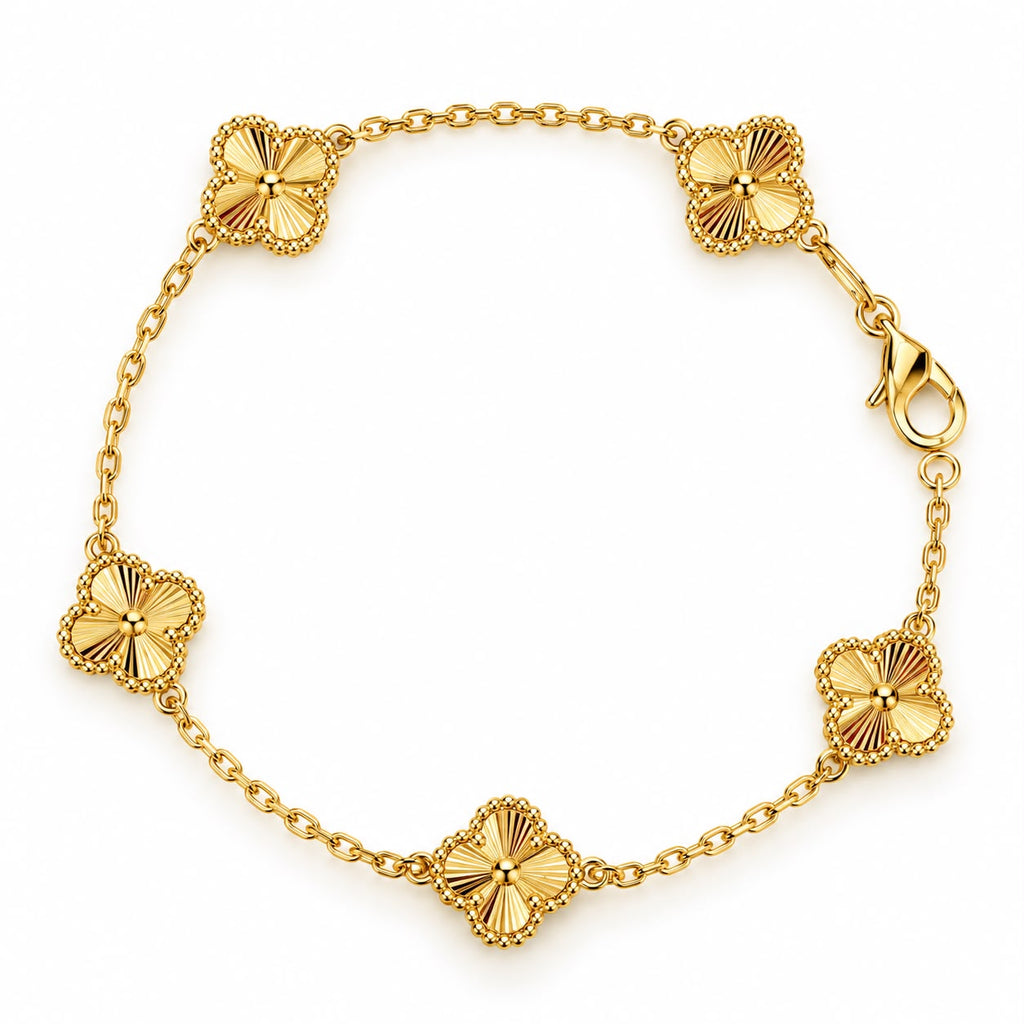 Bracelet petits trèfles en or 18 carats, 8 mm, 18 cm, 6,69 g