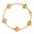 Bracelet petits trèfles en or 18 carats, 8 mm, 18 cm, 6,69 g