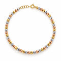 Bracelet en perles tricolores en or 18 carats, 17-18,5 cm, 3,13 g