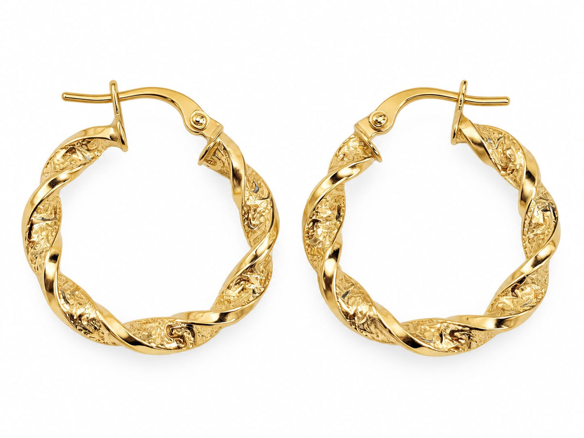 18k gold twisted loops with Greek style, 20mm, 1.65g
