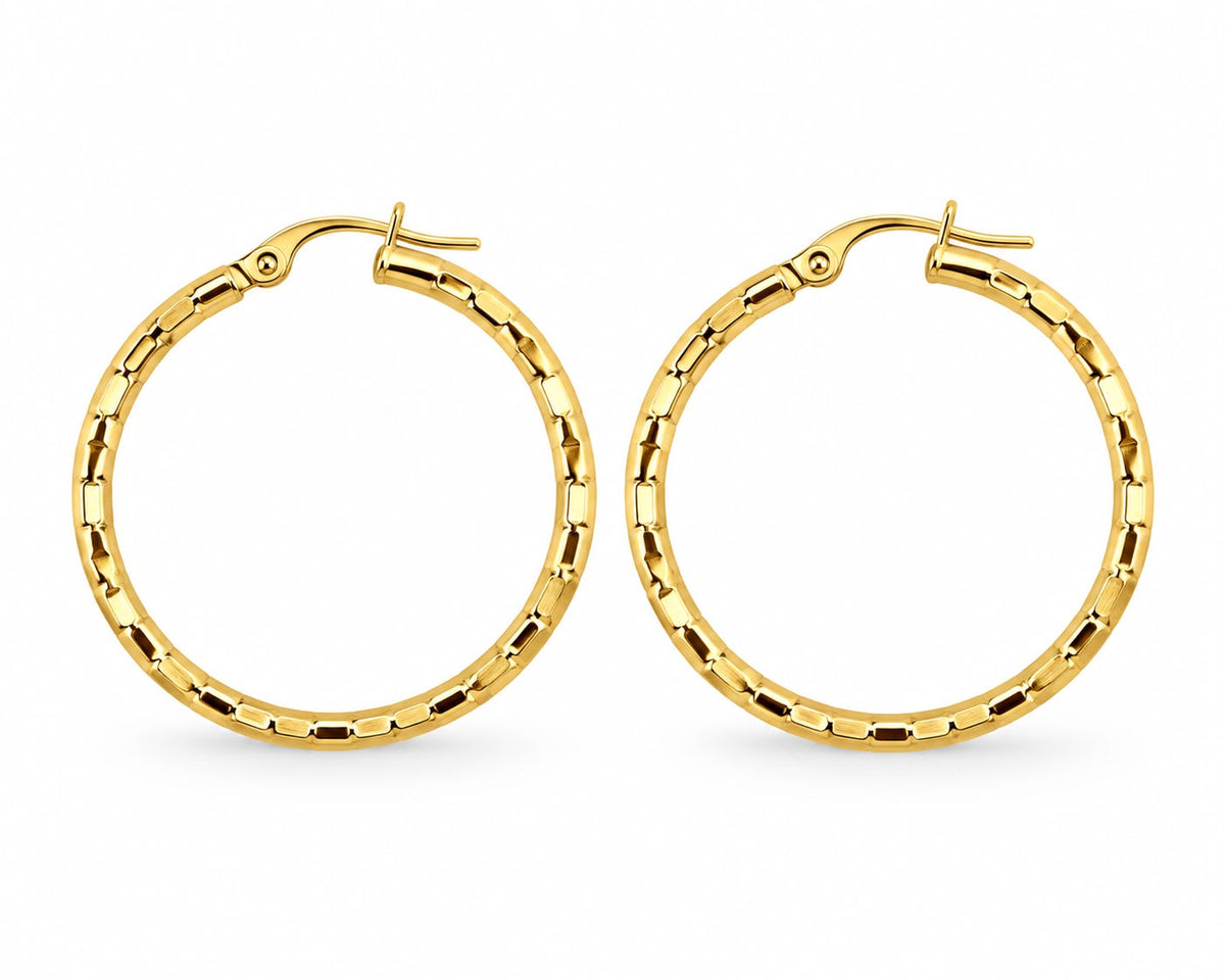 18k gold textured loops, 30mm, 1.58g