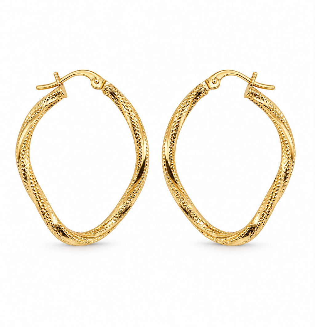 Créoles mi-torsadées en or 18K, 30 mm, 1,34 g