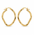 18K Gold Twisted Hoops, 18x25mm, 1.34g
