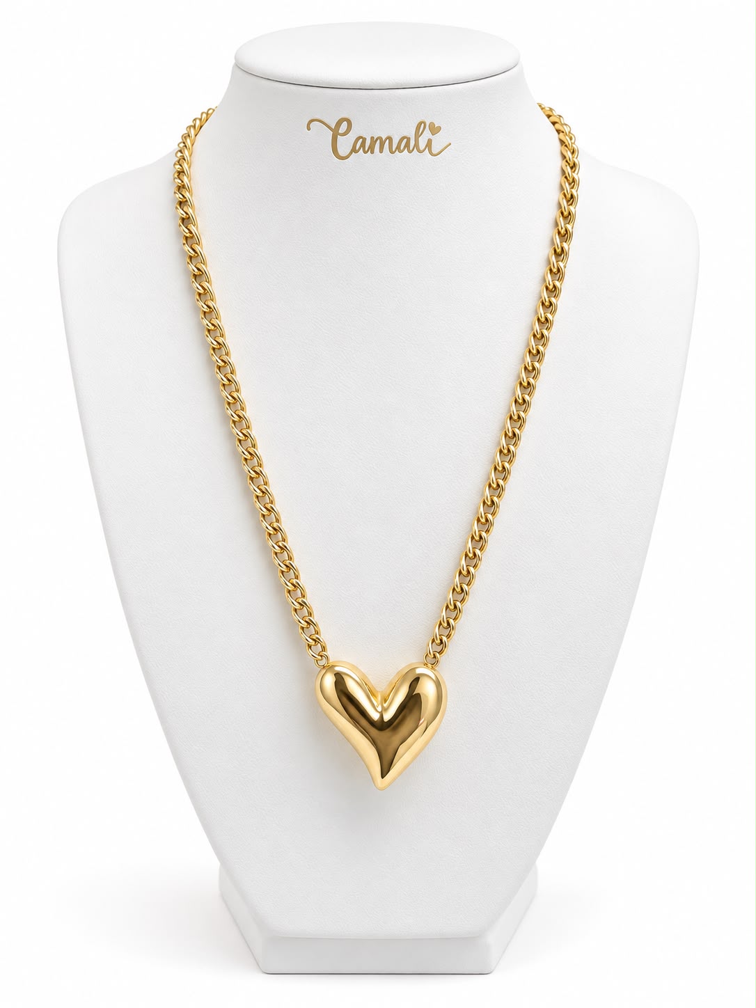18k gold big heart attached to Cuban link, 47mm, 8.88g