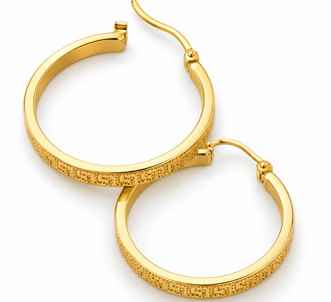 18k solid gold Greek style loops, 23mm, 2.05g