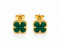 Trèfles en malachite verte et or 18 carats, 8 mm, 1,60