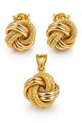 18k gold large knot set, 11mm, 2.92g