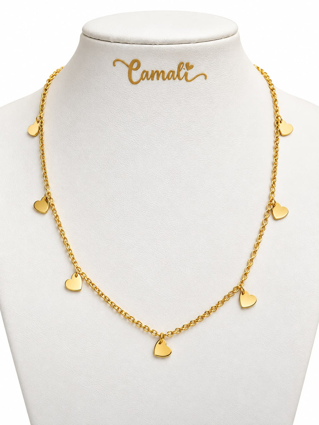 18k gold hearts dangling necklace, 42cm, 2.11g