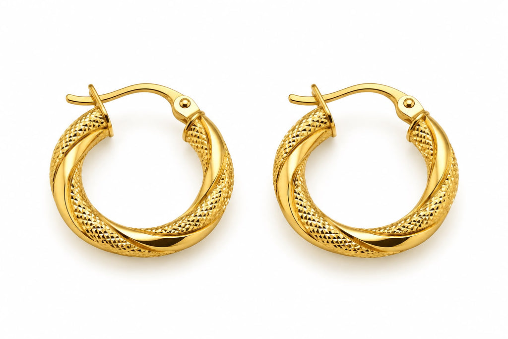 18 K gold twisted , 15mm, 1.17g