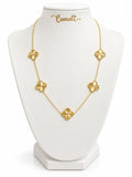 18k gold 5 large clovers (15mm),  necklace adjustable 40 to 45 cm, 7.05g