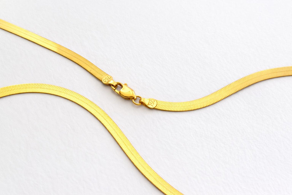 18k gold flat chain, 4mm thick, 45cm, 6.92g