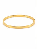 Bracelet rigide simple d’or 18k, taille 16-17 (petit à moyen), fermoir à clip, 6.31g image 0