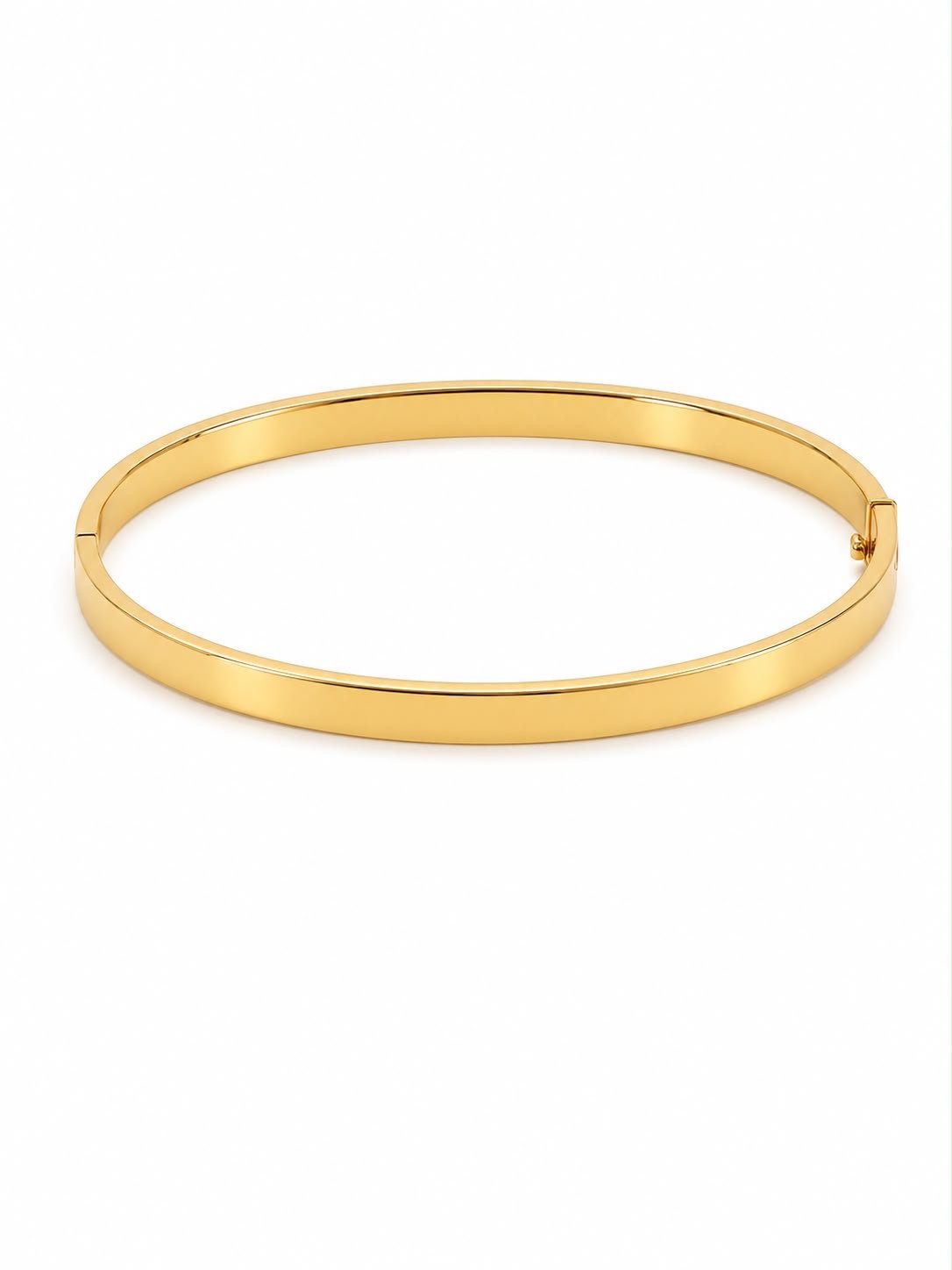 Bracelet rigide simple d’or 18k, taille 16-17 (petit à moyen), fermoir à clip, 6.31g image 0