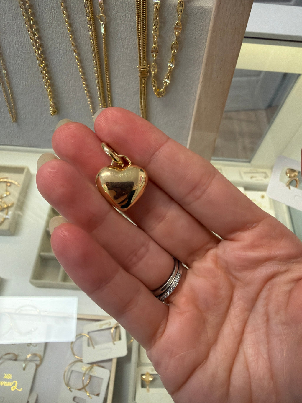 18k gold detachable big heart pendant, 2.99g