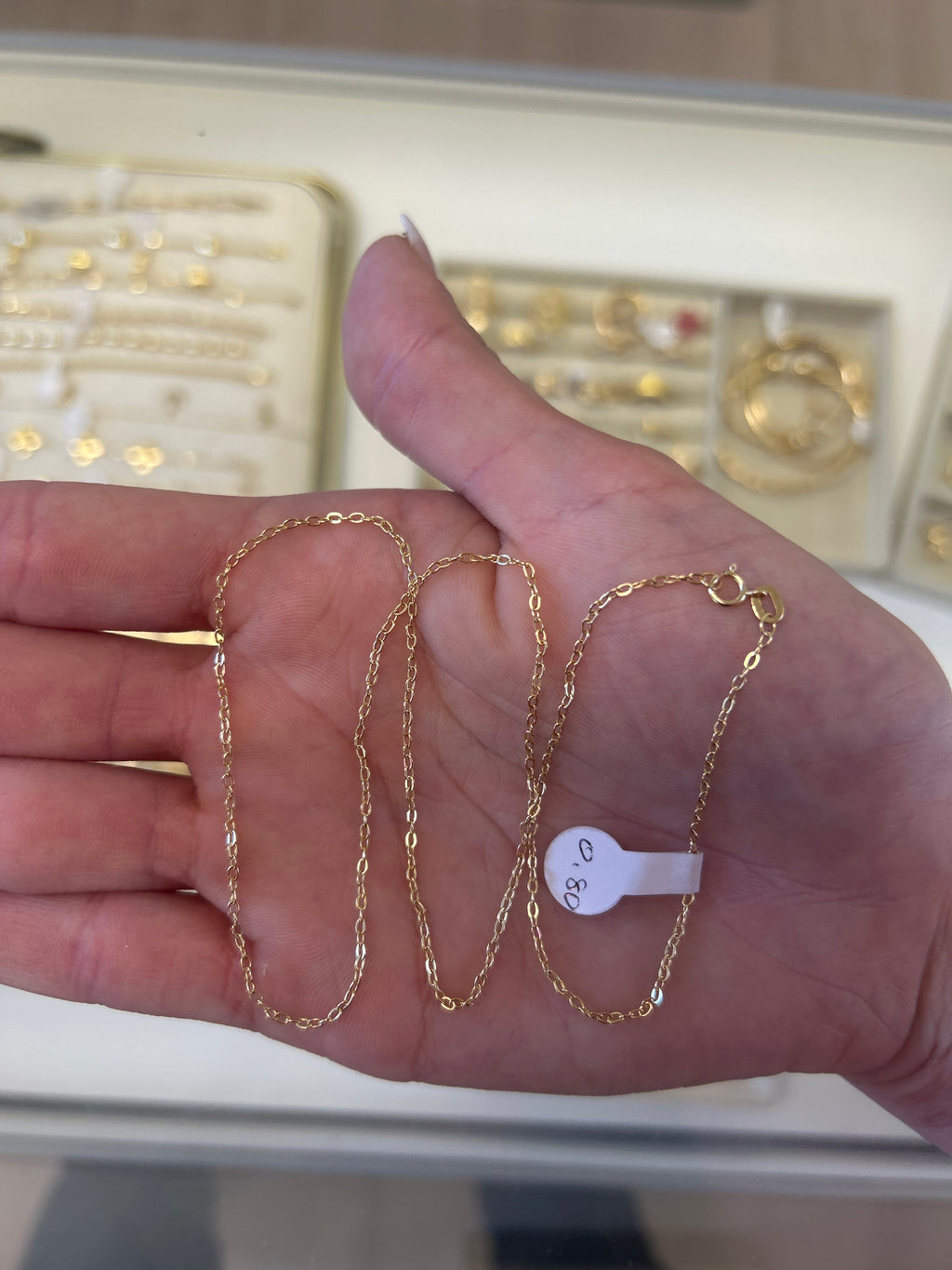 18k gold thin cable chain, 45cm, 0.80g