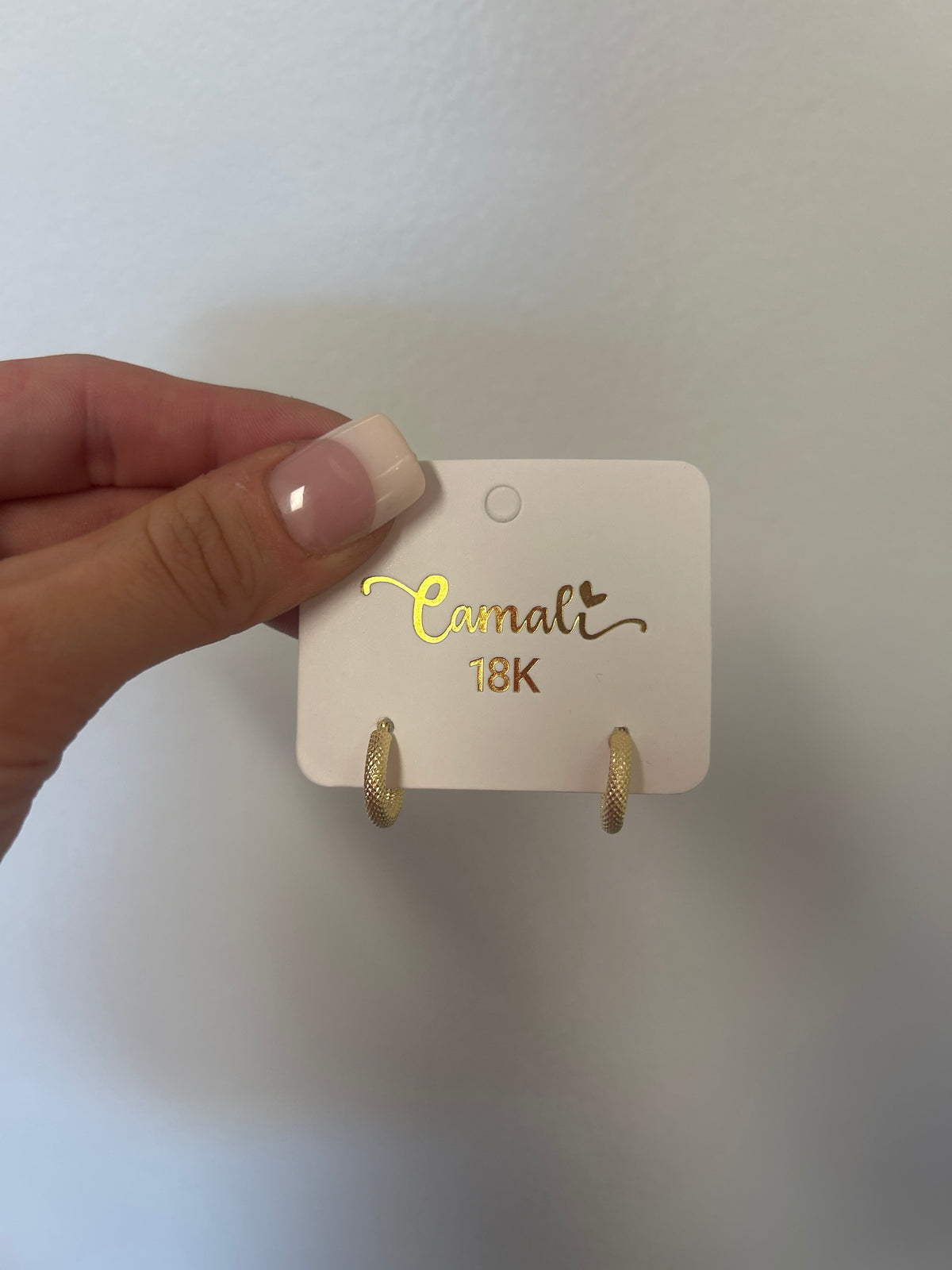 18k gold textured small hoops, 14mm, 1.22g