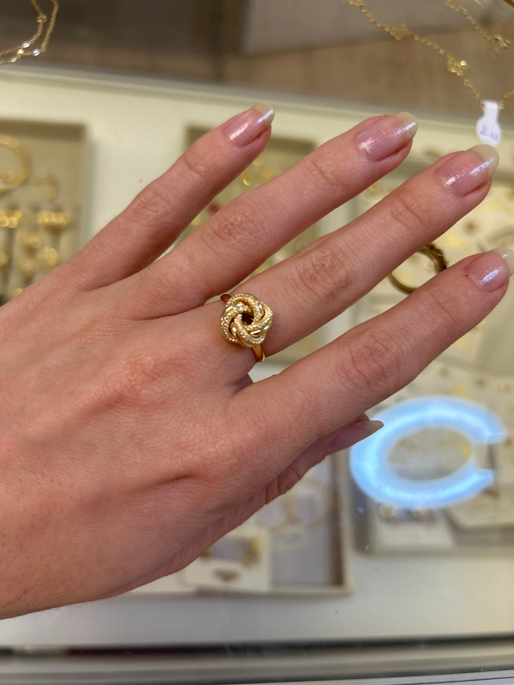 18k gold knot ring, big size 12mm, size 6, 1.93g
