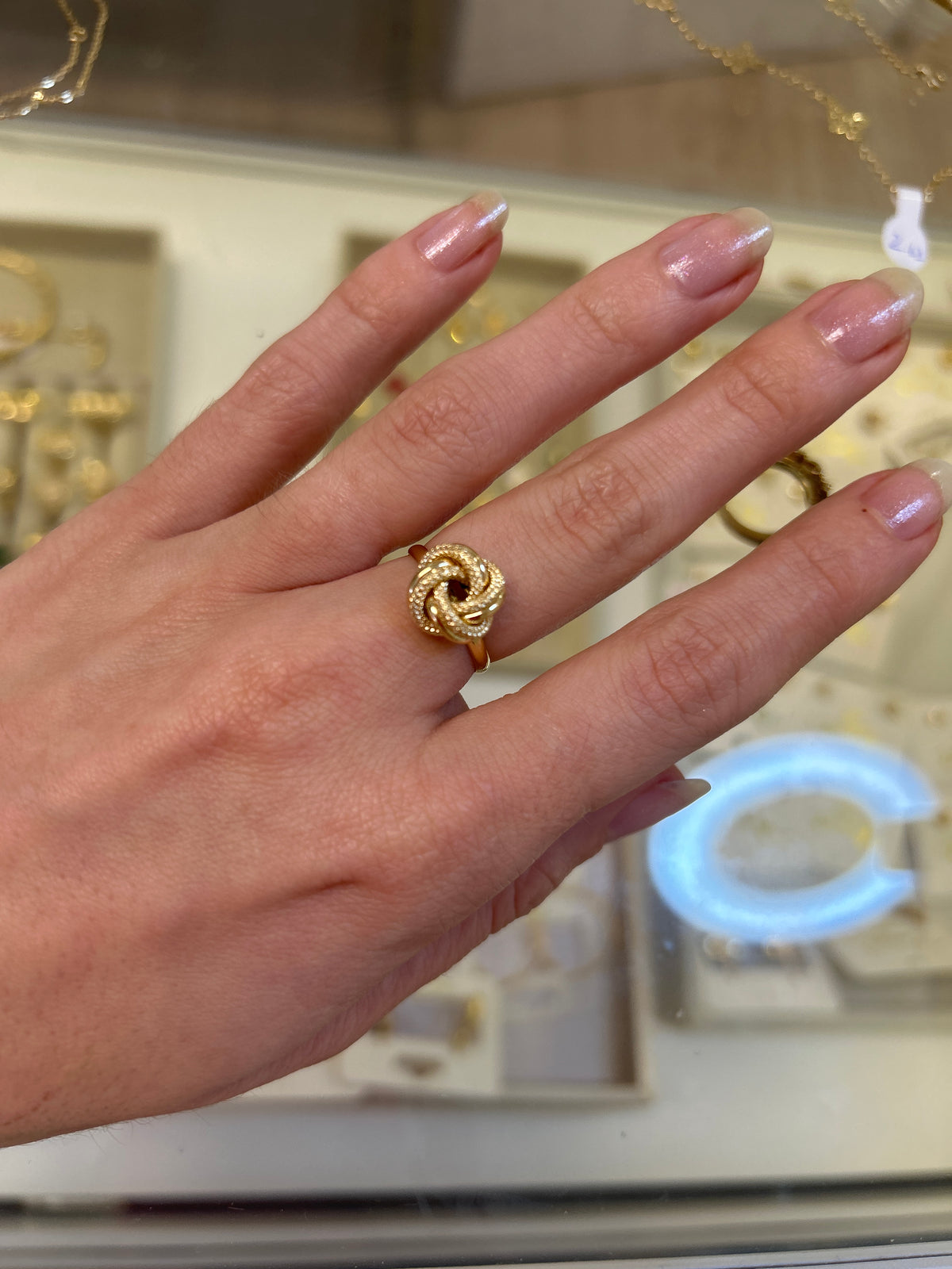 18k gold knot ring, big size 12mm, size 6, 1.93g