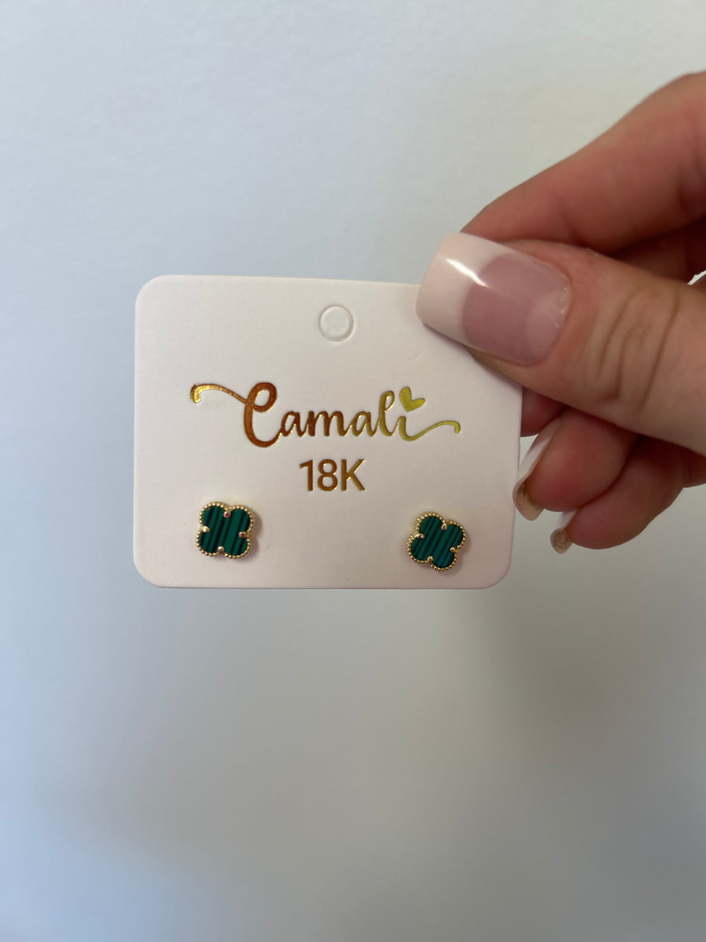 Trèfles en malachite verte et or 18 carats, 8 mm, 1,60