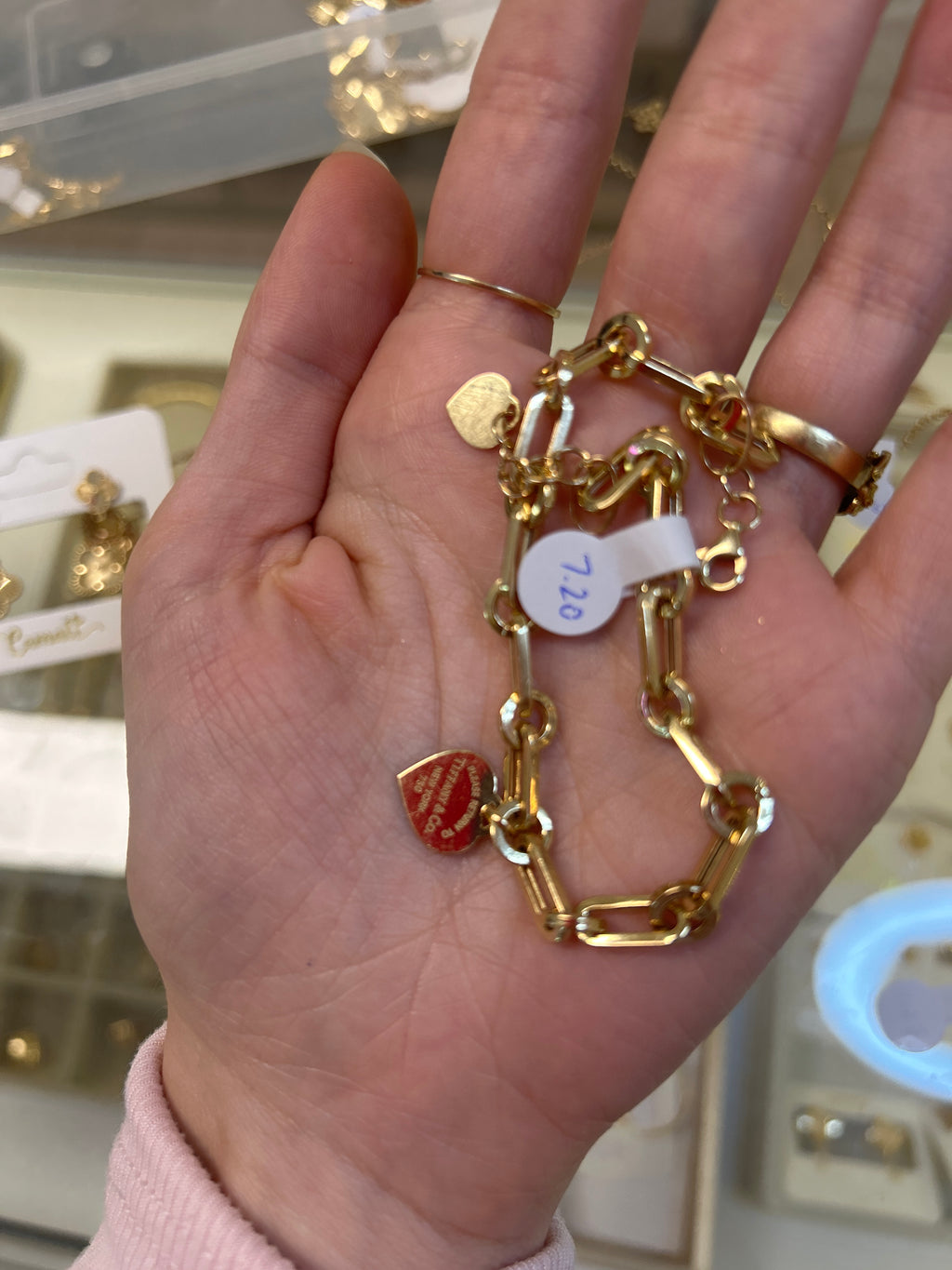 18k gold return heart bracelet, 19-22.5cm, 7.20g