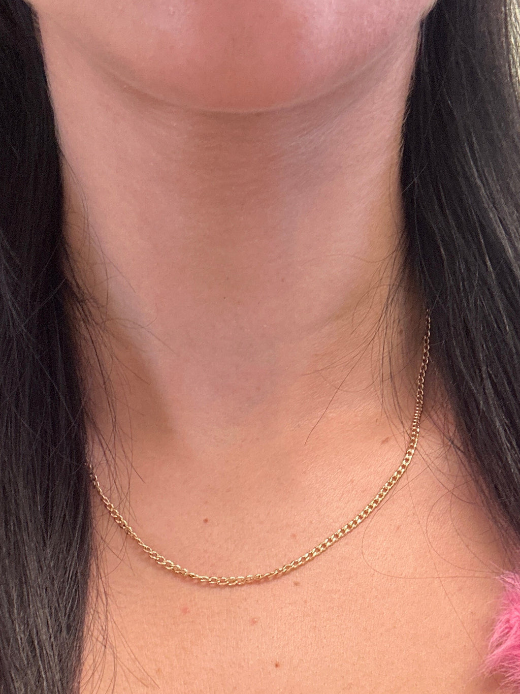18k gold thin Cuban links chain, 45cm, 1.89g