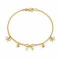 Bracelet à breloques ruban et boules d’or 18k, 19cm, 2.53g image 0