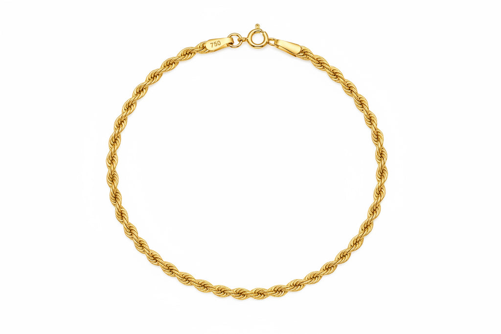 Bracelet torsade très fin en or 18k, 19cm, 0.82g image 0