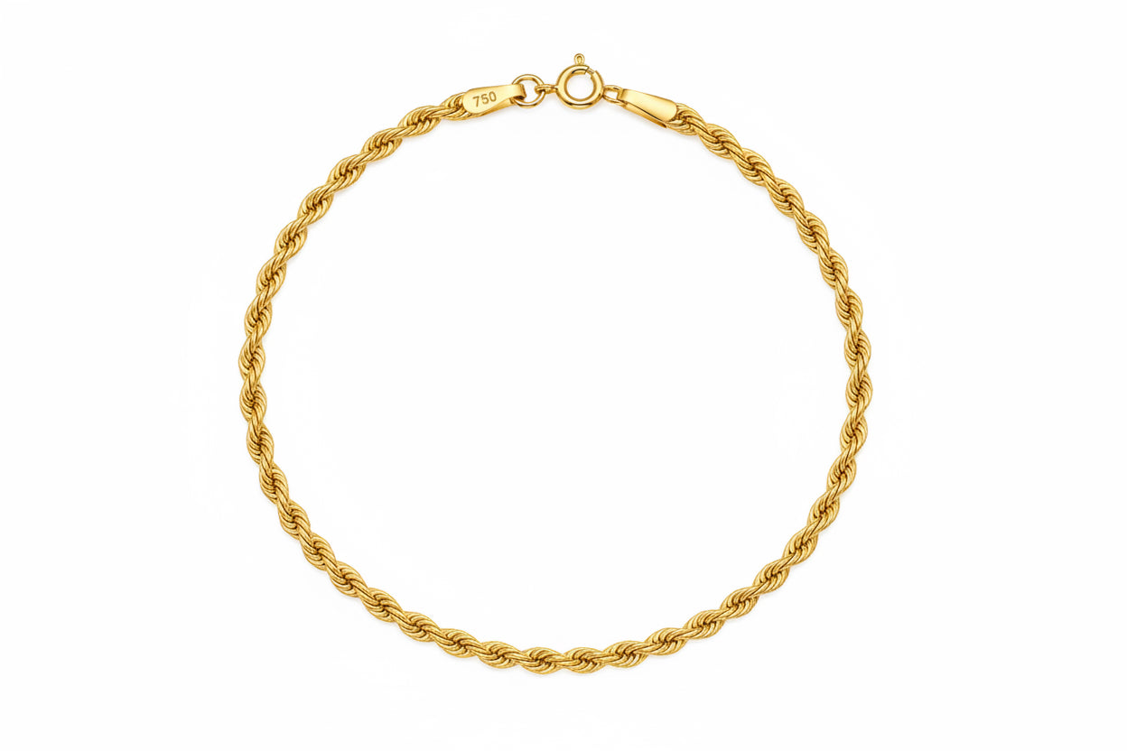 Bracelet torsade très fin en or 18k, 19cm, 0.82g image 0