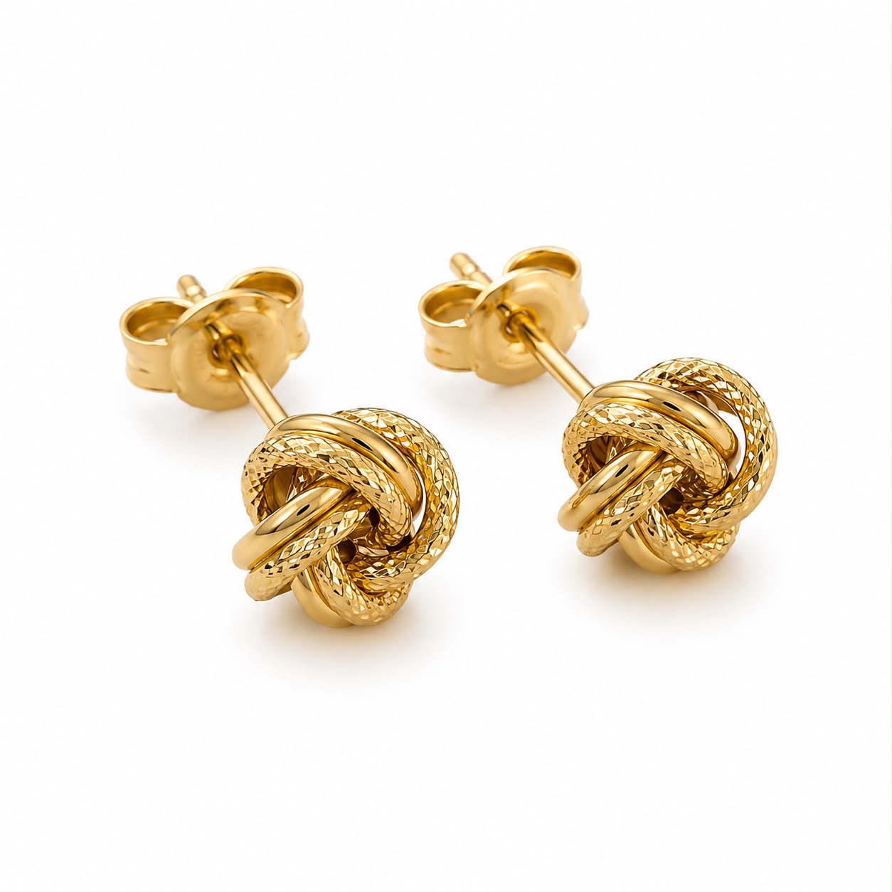 18k gold earrings, knots, (medium size 10mm), 1.92g